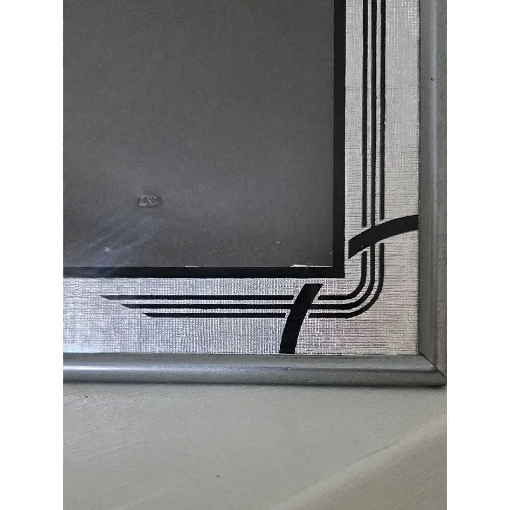 Silver Decorative Photo Frame with Black Accents